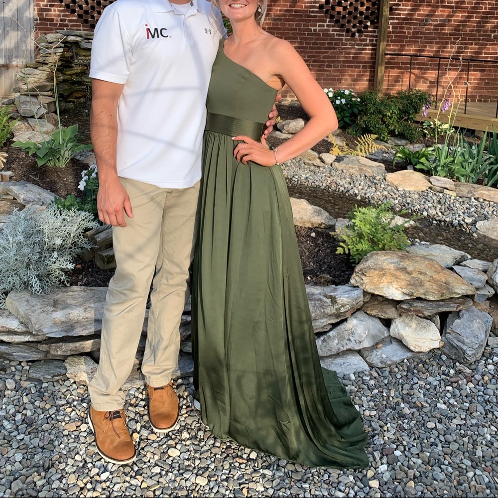 Olive green Vera wang white bridesmaid dress